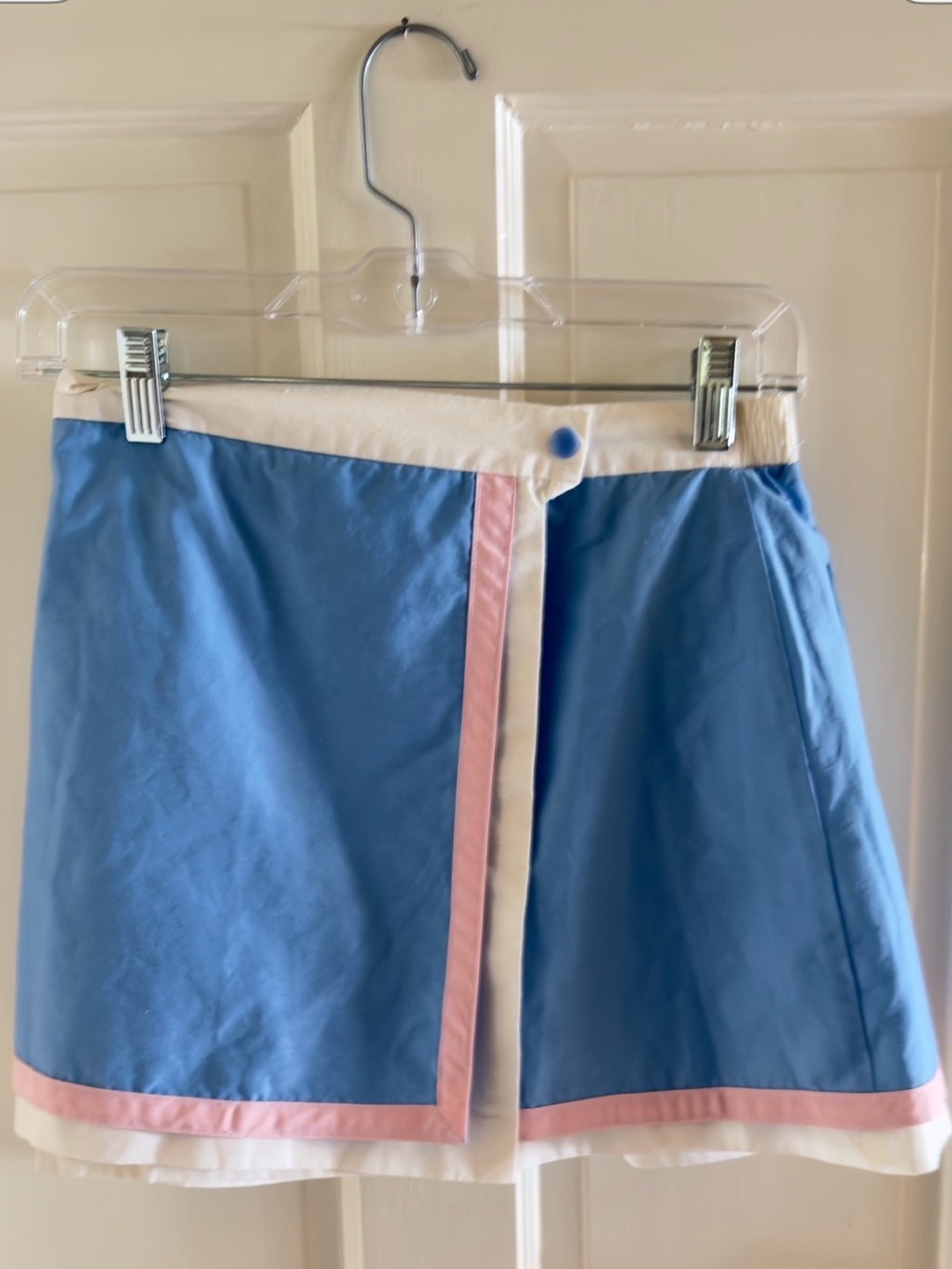 Pierre Cardin Light Blue A-Line Mini Skirt with Pink & Cream Trim